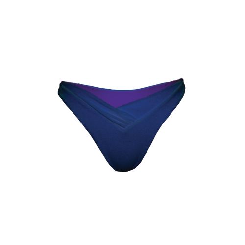 Bait bikini bottom in coastal blue flat lay with V-cut front