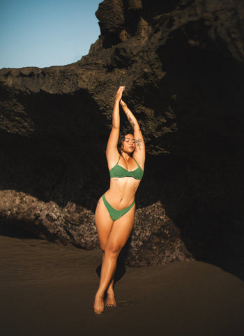 Sail Bottom in Moss Green, campaign image with Anchor Top