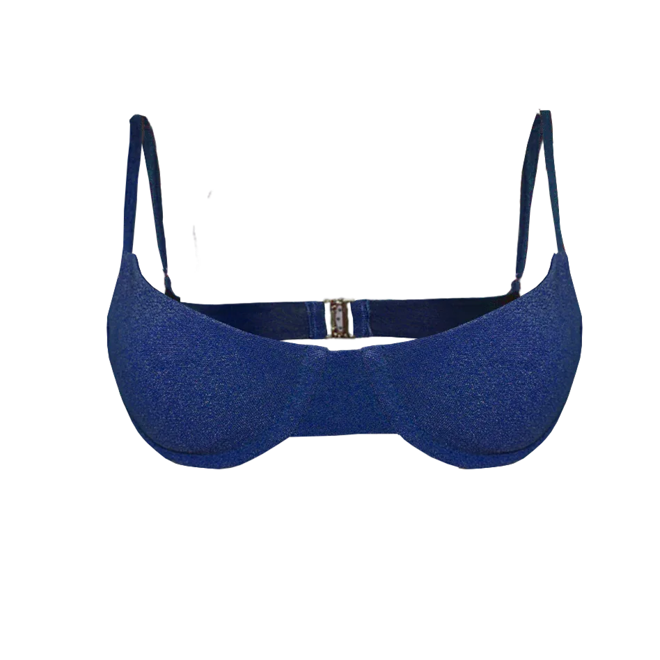 Anchor Top in Coast Blue with underwire and adjustable straps