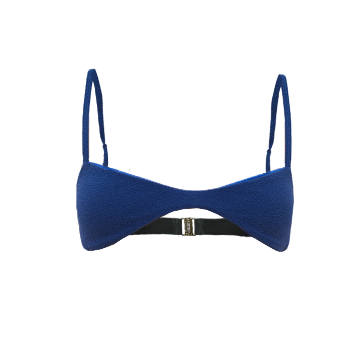 Spill Top in coastal blue with micro-cut design and adjustable straps