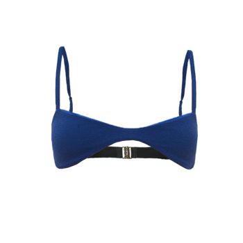 Spill Top in coastal blue with micro-cut design and adjustable straps