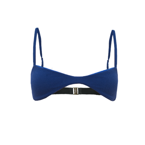 Spill Top in coastal blue with micro-cut design and adjustable straps