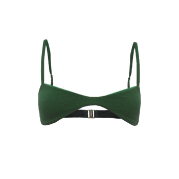 Spill Top in Moss Green with light support and spill-enhancing cut
