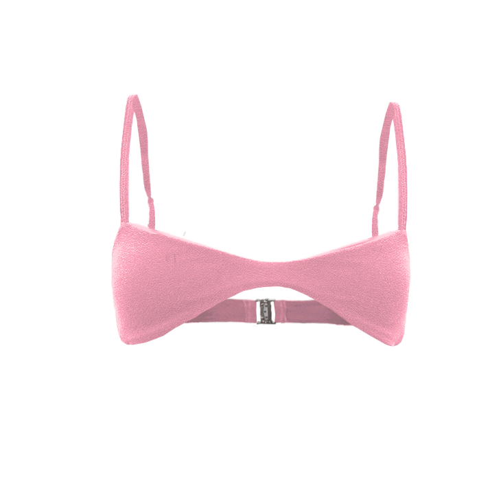 Spill Top in Peach Pink with micro-cut design and adjustable straps