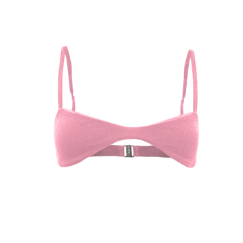 Spill Top in Peach Pink with micro-cut design and adjustable straps