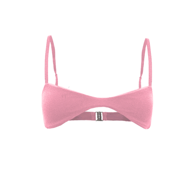 Spill Top in Peach Pink with micro-cut design and adjustable straps