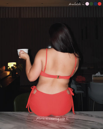 Back view of Anchor Top in Chilli Red with adjustable back clasp